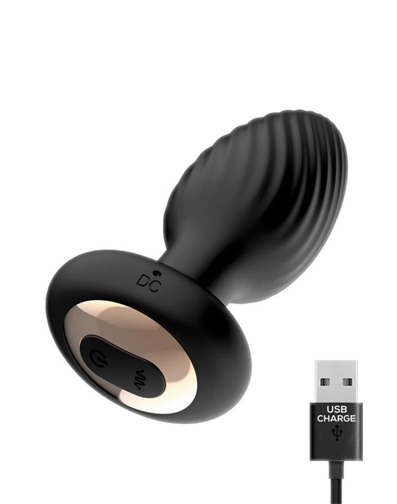 5: IY - Drago - Analplug mit Vibration, 360°-Drehbewegung und Fernbedienung - Schwarz