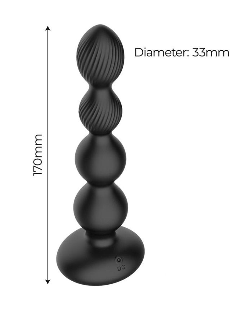 5: IY - Mouve - Analplug mit Vibration und Wellenbewegungen, Fernbedienung, 2 Motoren - Schwarz