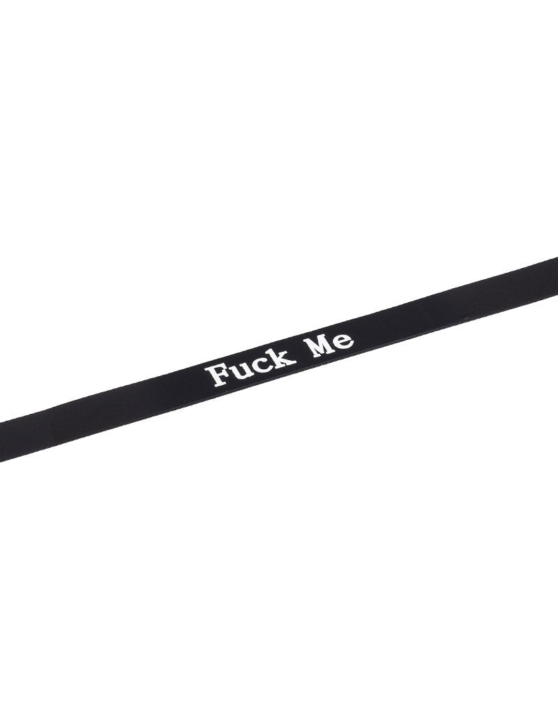 6: Rimba Latex Play - Halsband mit Aufschrift 'Fuck Me' - Schwarz & Weiß