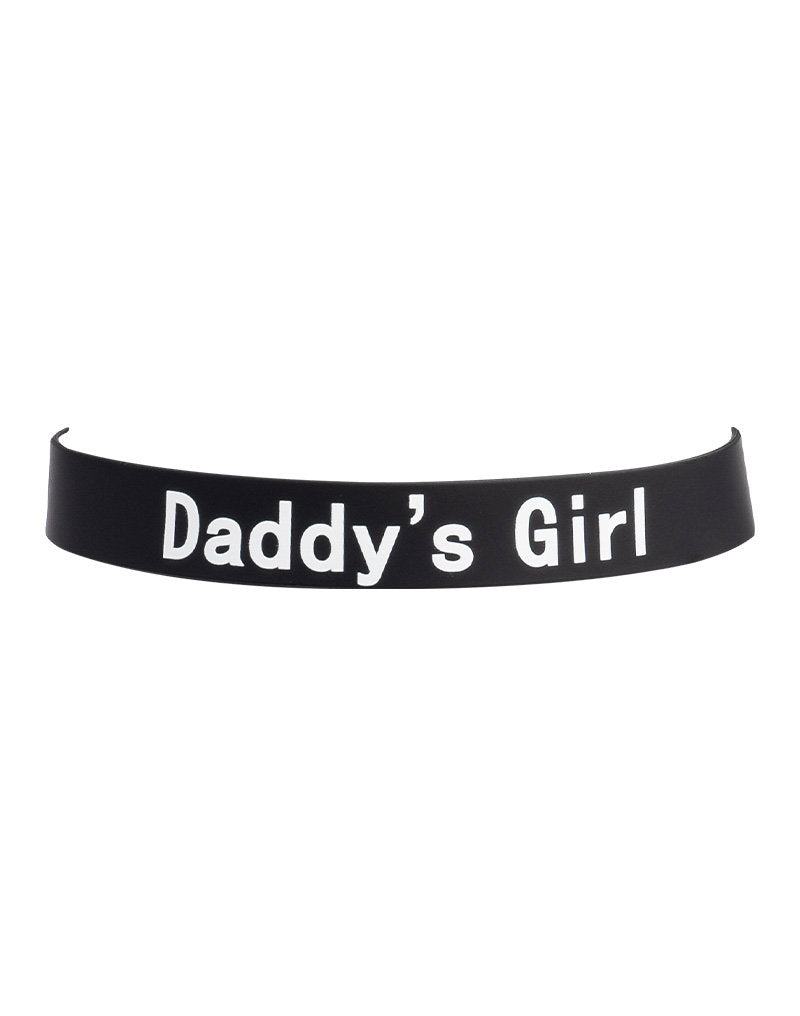 Rimba Latex Play - Halsband mit Aufschrift 'Daddy's Girl' - Schwarz & Weiß