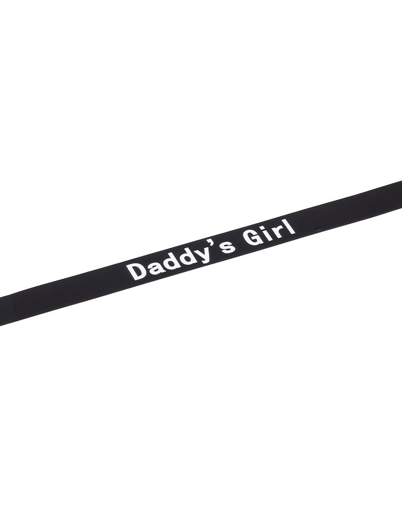 Rimba Latex Play - Halsband mit Aufschrift 'Daddy's Girl' - Schwarz & Weiß