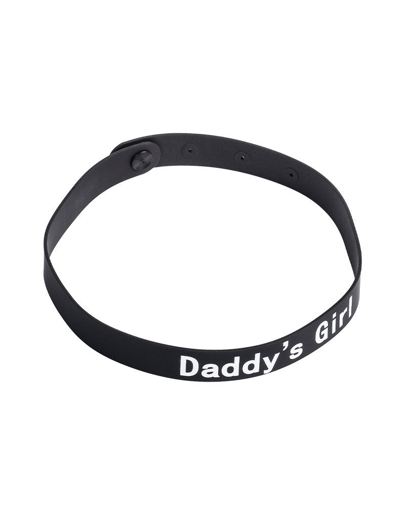 Rimba Latex Play - Halsband mit Aufschrift 'Daddy's Girl' - Schwarz & Weiß