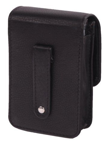 Zigarettenbox mit Zippofach, Leder schwarz
