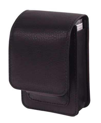 Zigarettenbox mit Zippofach, Leder schwarz