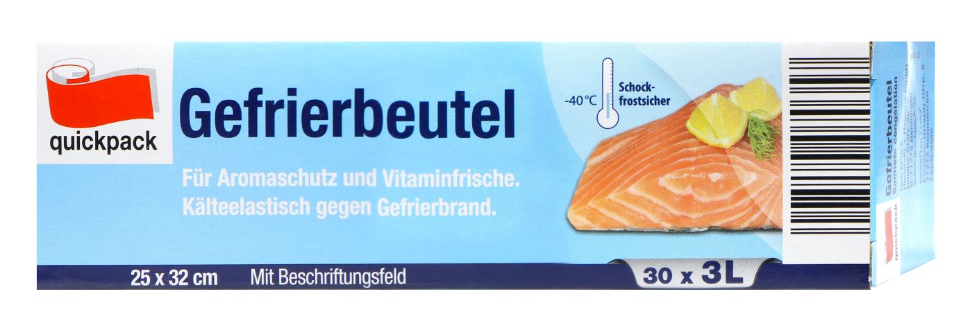 Quickpack Gefrierbeutel 3 Liter, 32 x 25 cm, 30 er