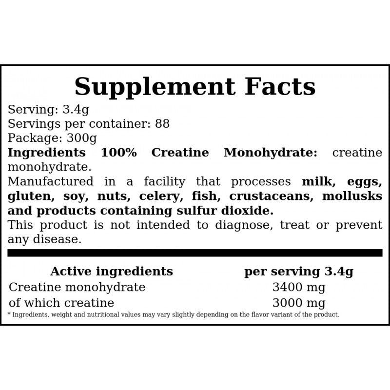 100% Creatine Monohydrate - 300g x12