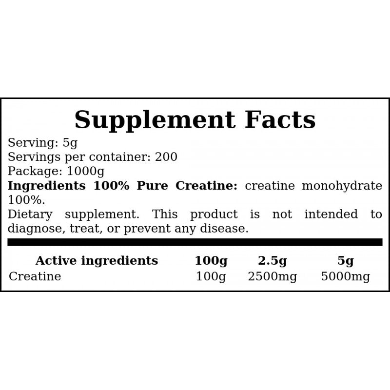 100% Pure Creatine - 1000g - Unflavored