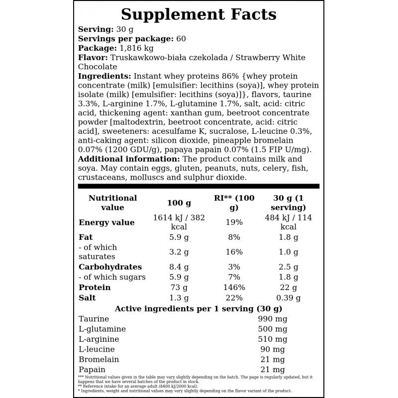 100% Whey Professional - 1816g - WhiteChocolStrawb
