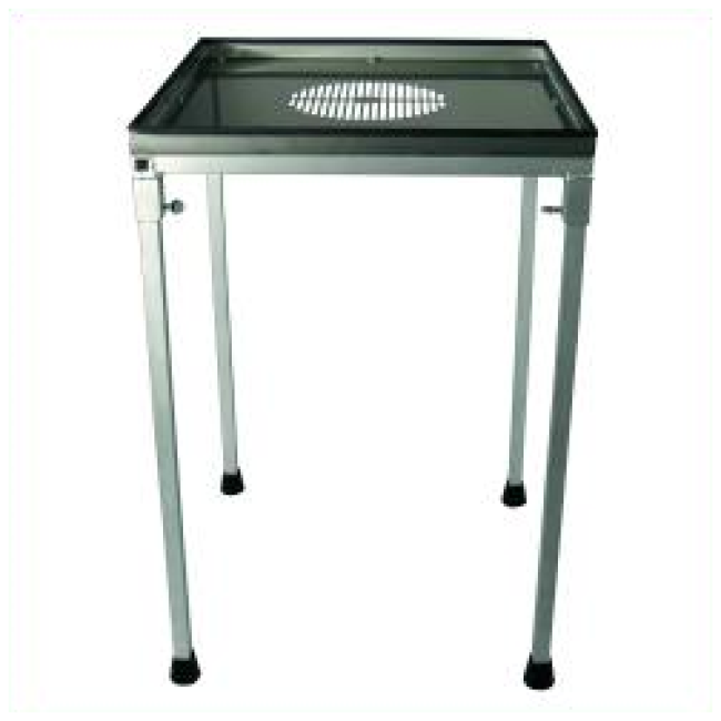 Trimbox Workstation, Aluminiumgestell für Trimbox, Gitterrost aus Edelstahl, 1/4 Zoll