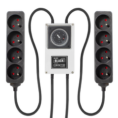 LUMii BLACK Zeitschaltuhr mit 2x 4-fach Steckerleiste, Steckdosentyp E