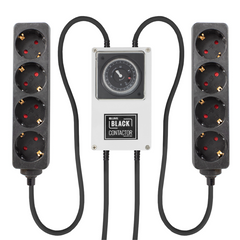LUMii BLACK, Zeitschaltuhr mit 2x 4-fach Steckerleiste, Schuko Timer Box Relais