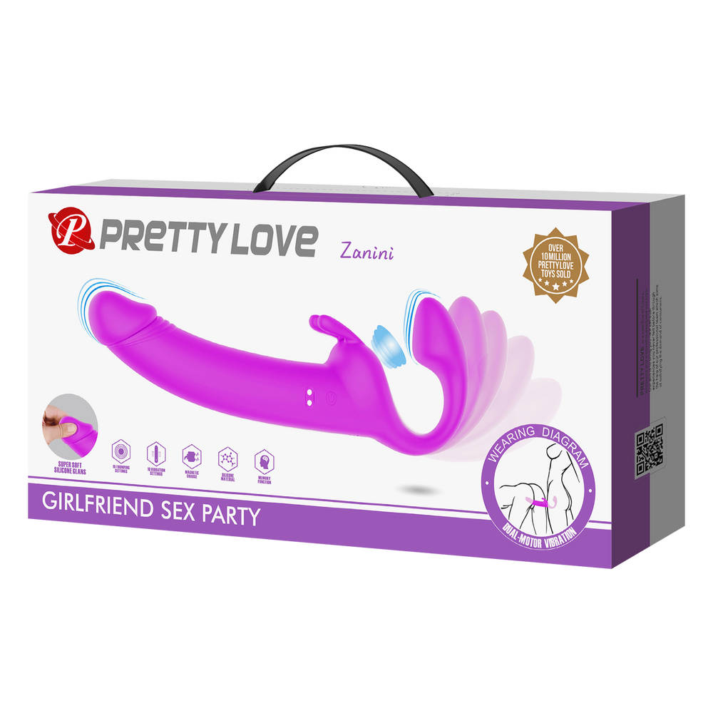 2: Pretty Love - Zanini - Vibrierender trägerloser Umschnalldildo - Lila