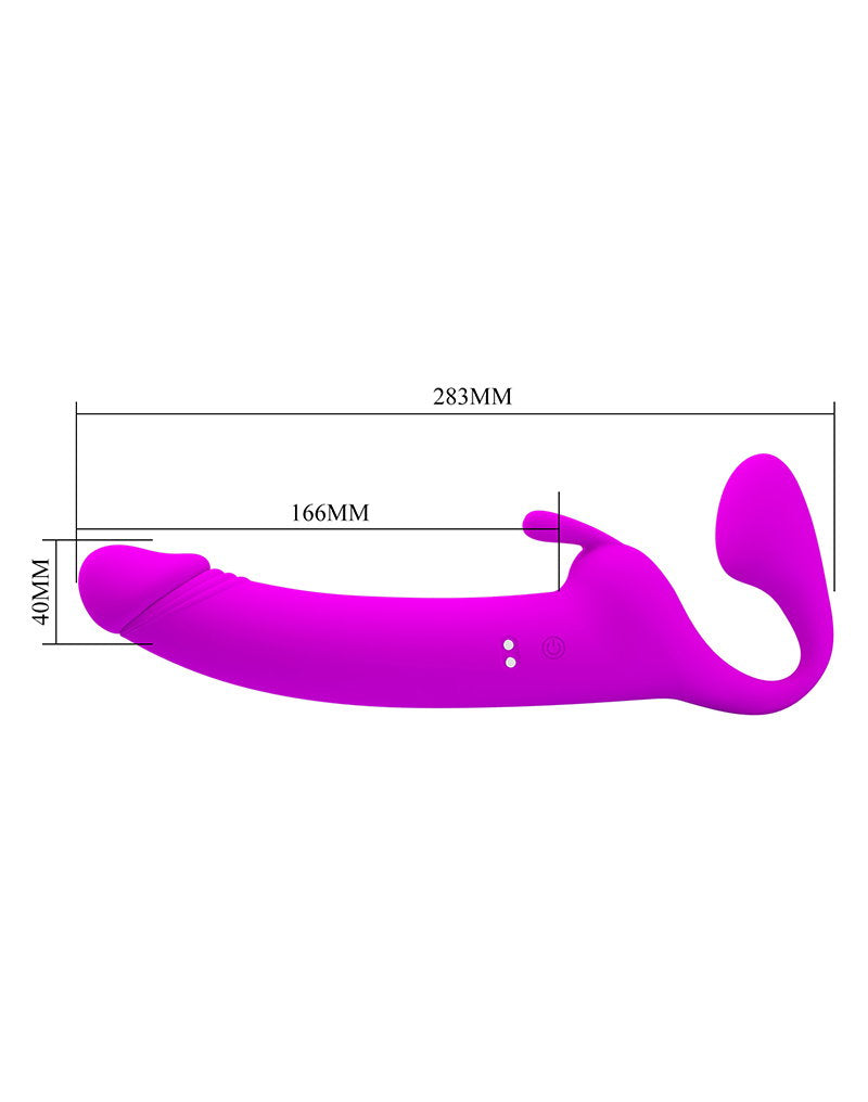 7: Pretty Love - Zanini - Vibrierender trägerloser Umschnalldildo - Lila