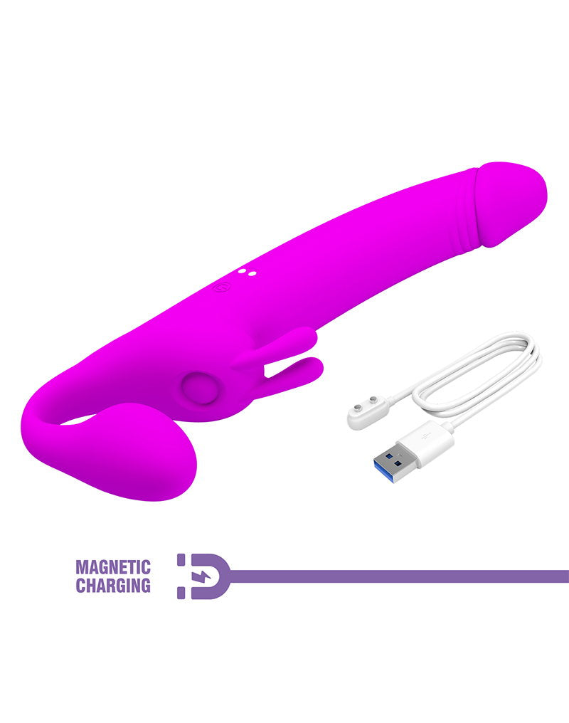 8: Pretty Love - Zanini - Vibrierender trägerloser Umschnalldildo - Lila