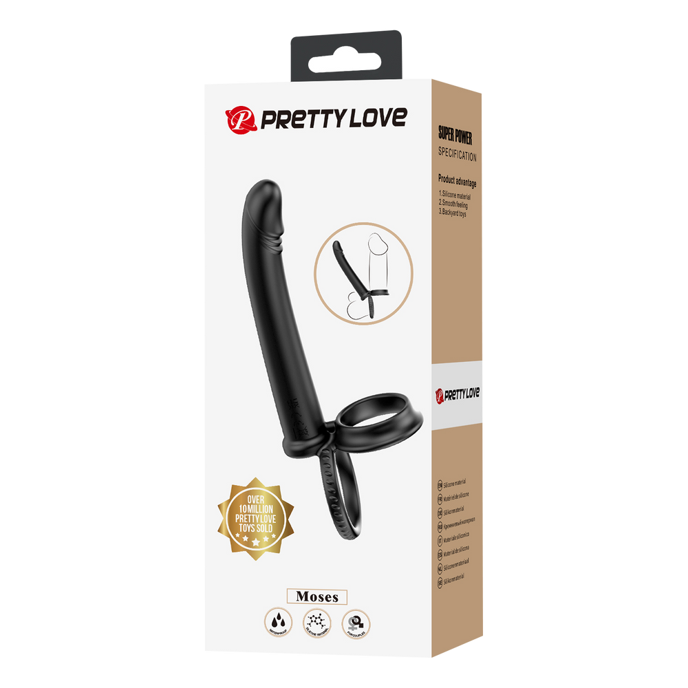 2: Pretty Love - Moses - Schwanz und Hoden Ring Dildo - Schwarz
