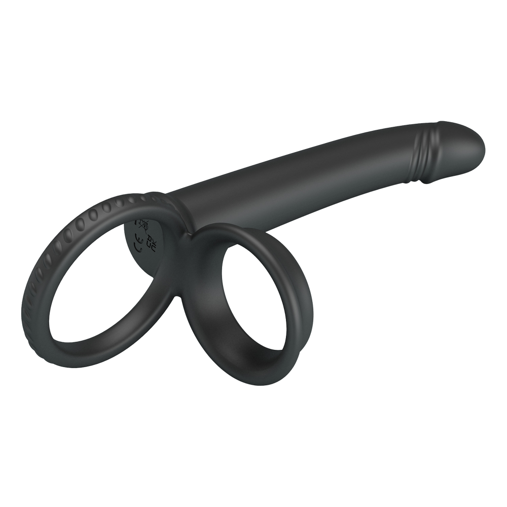 8: Pretty Love - Moses - Schwanz und Hoden Ring Dildo - Schwarz