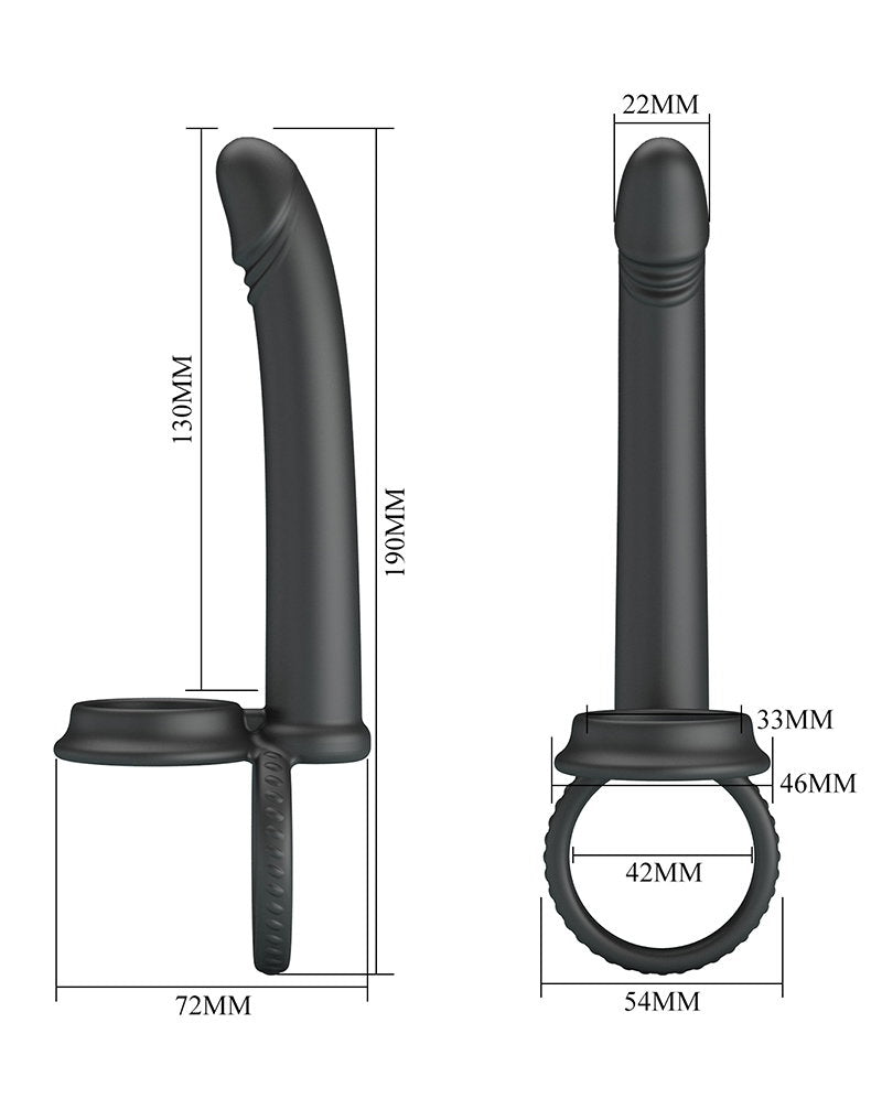 9: Pretty Love - Moses - Schwanz und Hoden Ring Dildo - Schwarz