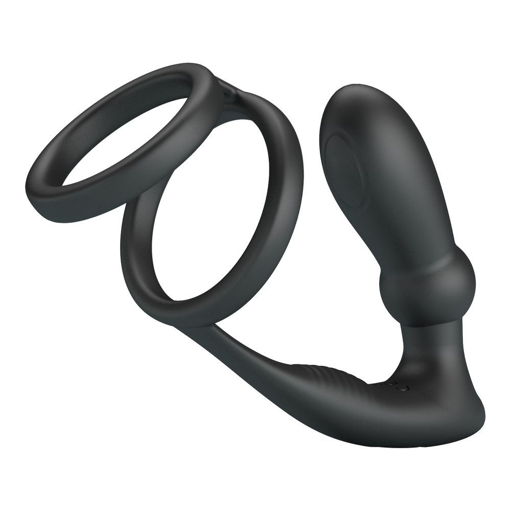 4: Pretty Love - Emoni - Cockring mit Butt Plug - Schwarz