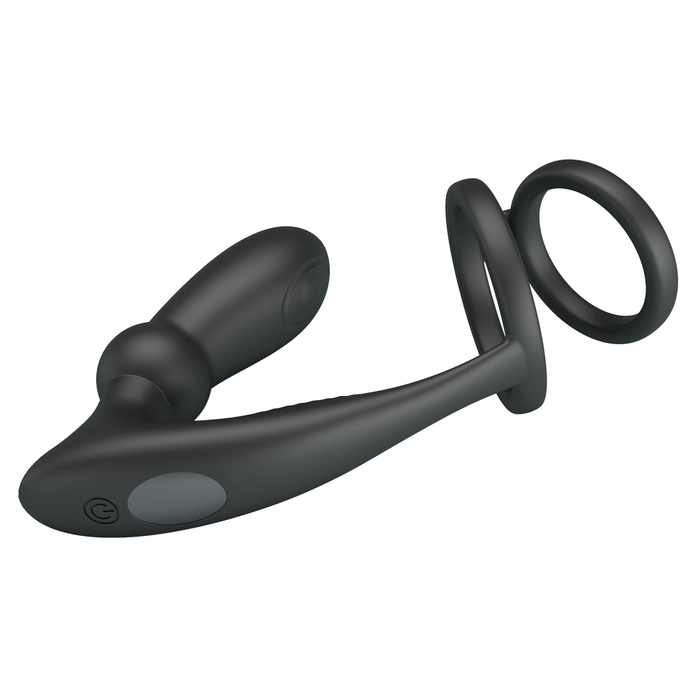 6: Pretty Love - Emoni - Cockring mit Butt Plug - Schwarz