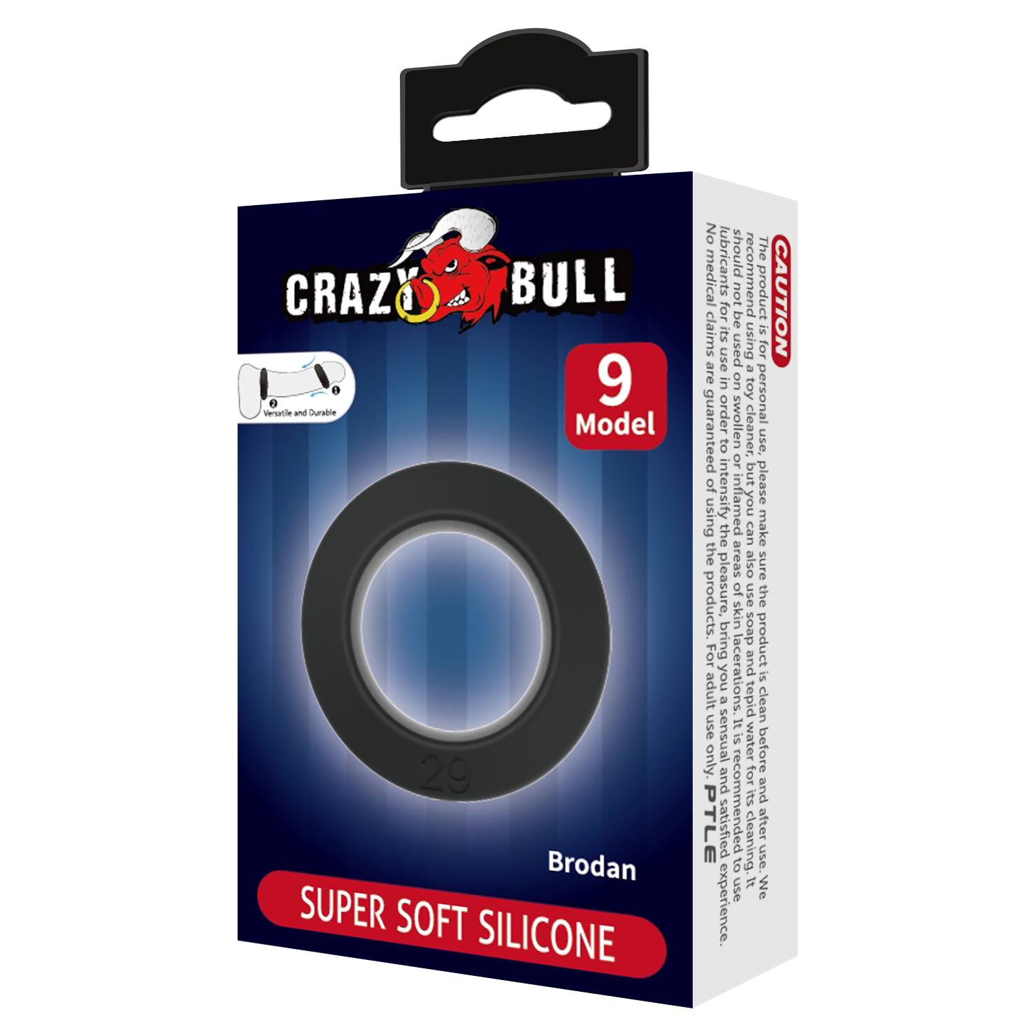 2: Crazy Bull - Brodan - Cock Ring - Modell 9 - Schwarz