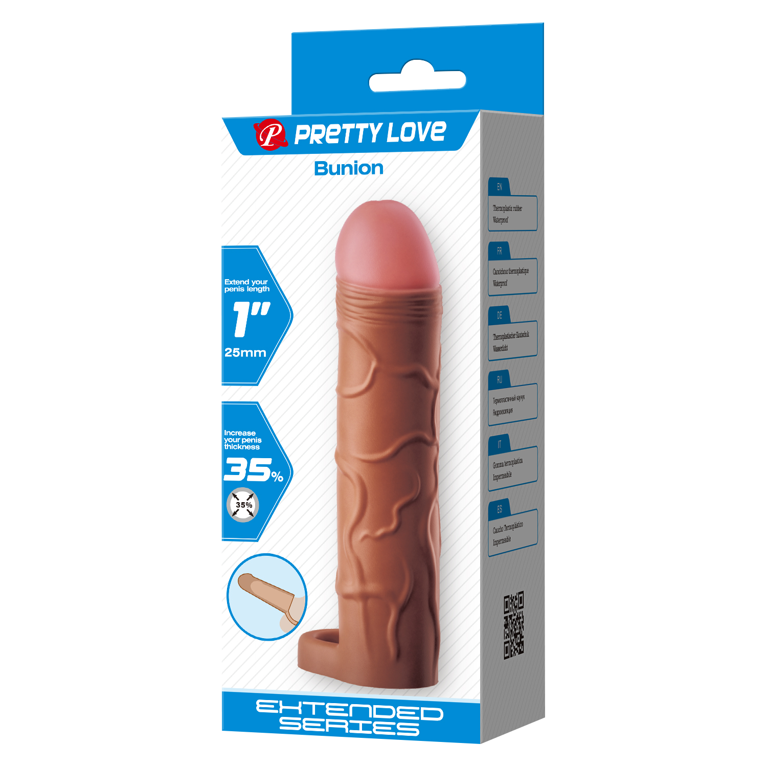 2: Pretty Love - Bunion - Penisring mit Penishülse - 25mm - Braun