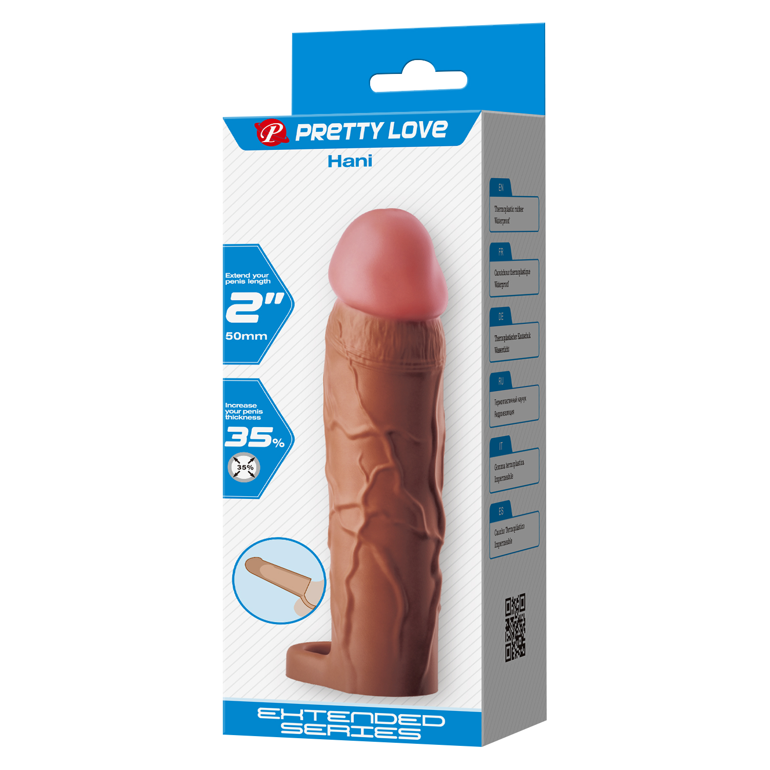 2: Pretty Love - Hani - Cock Ring mit Penisverlängerung - 50mm - Braun