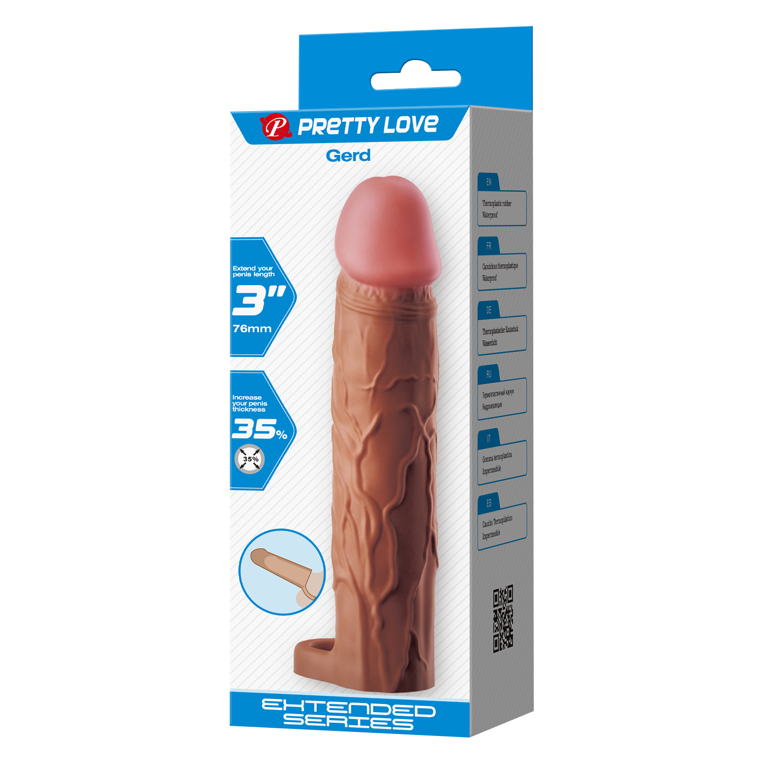 2: Pretty Love - Gerd - Cock Ring mit Penisverlängerung - 75mm - Braun