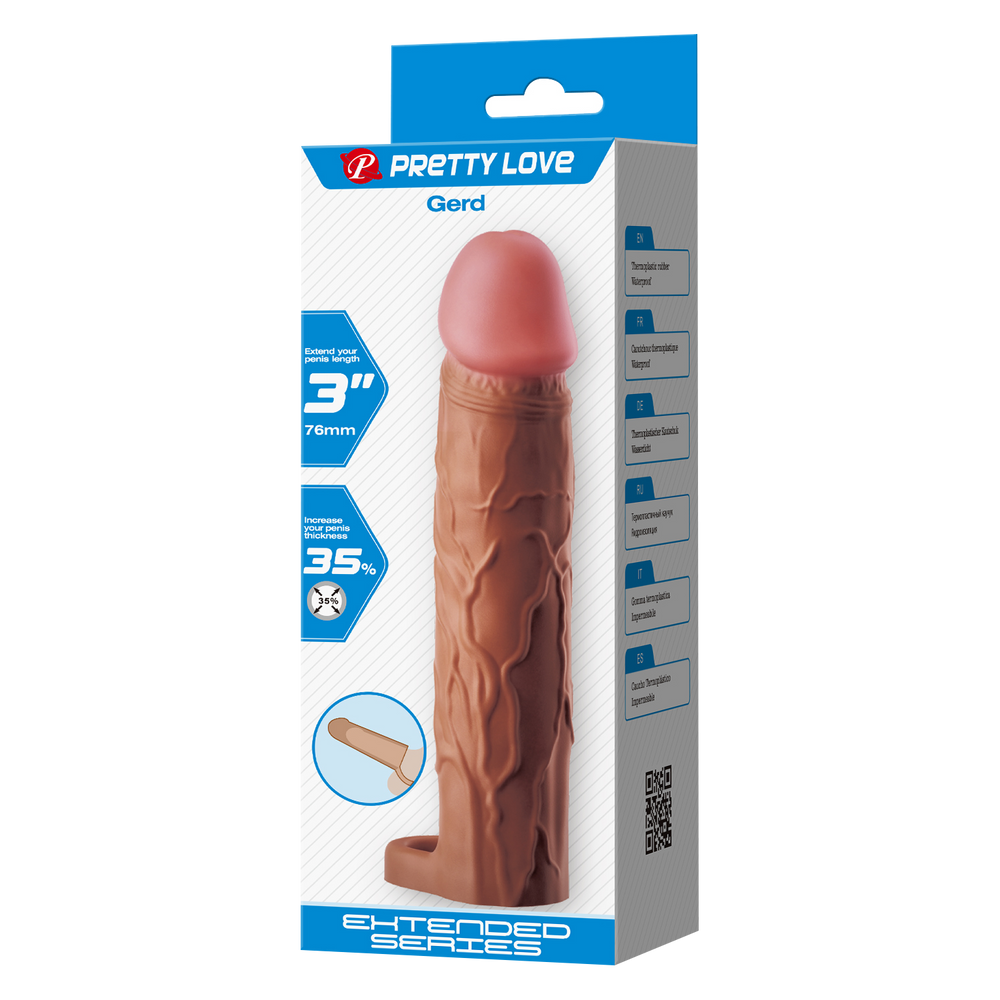 2: Pretty Love - Gerd - Cock Ring mit Penisverlängerung - 75mm - Braun