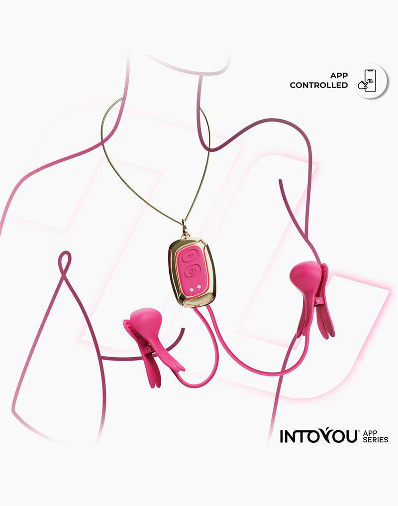 6: IY - Tickly - Brustwarzenklammern mit Kette (mit App-Steuerung) - Pink