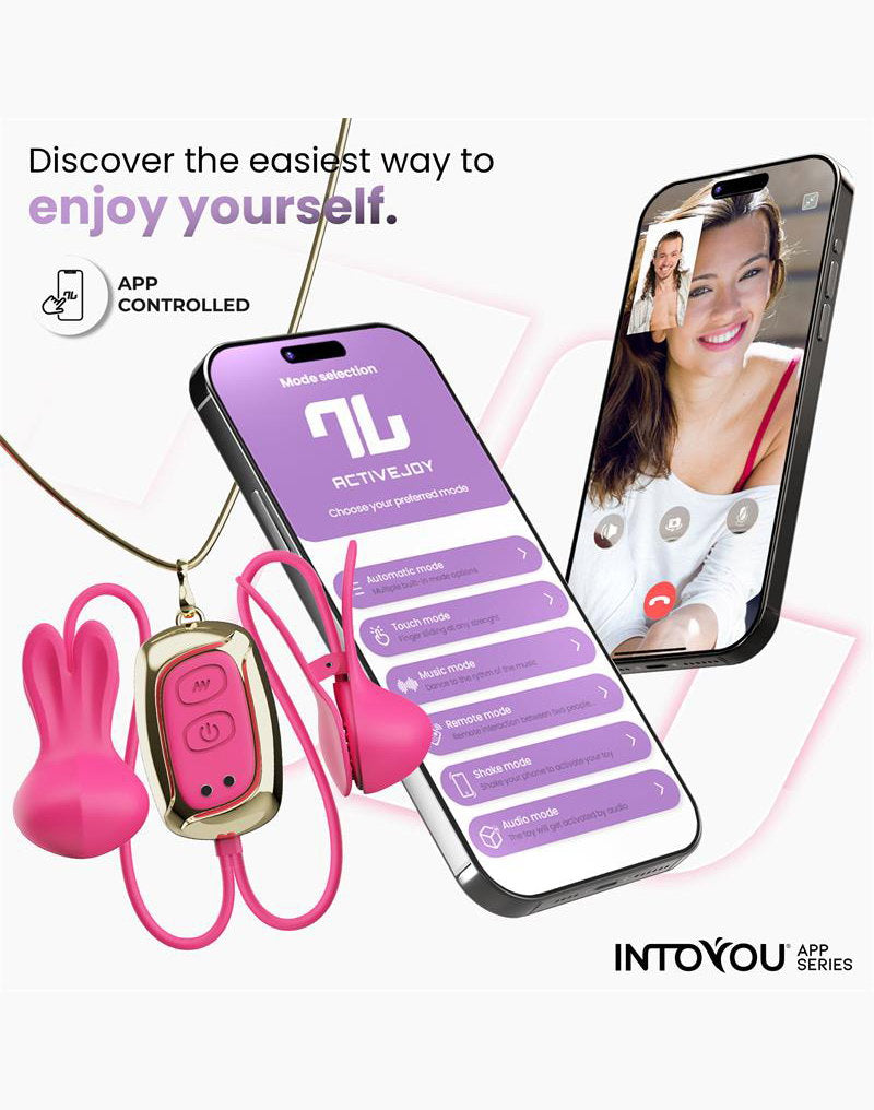 IY - Tickly - Brustwarzenklammern mit Kette (mit App-Steuerung) - Pink