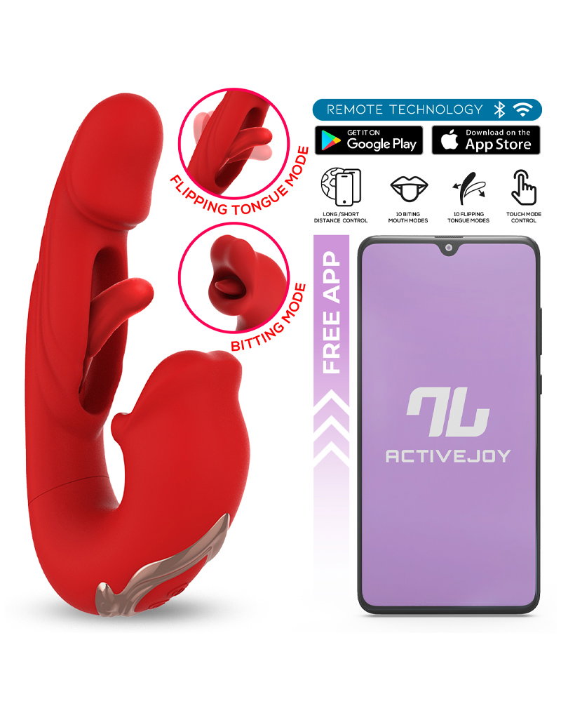 IY - Mouty - Beißender und schwingender Rabbit-Vibrator mit App - Rot