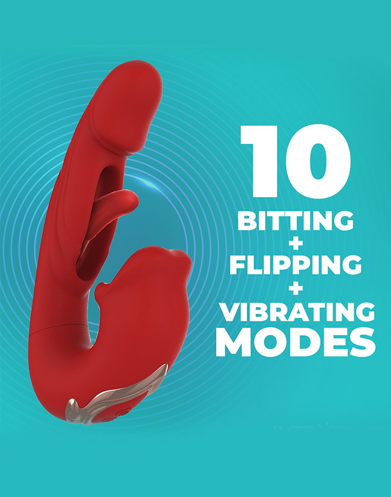 IY - Mouty - Beißender und schwingender Rabbit-Vibrator mit App - Rot