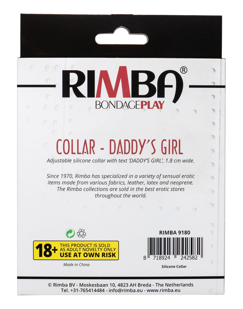 Rimba Latex Play - Halsband mit Aufschrift 'Daddy's Girl' - Schwarz & Weiß
