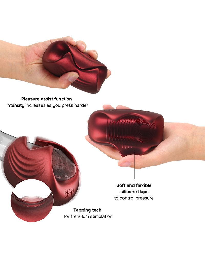 MANWAN - Sub One - Vibrierender Masturbator mit Klopffunktion - Velvet Red