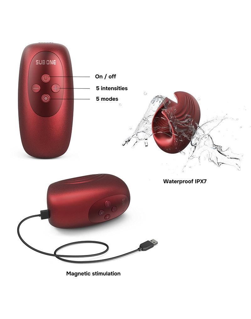 MANWAN - Sub One - Vibrierender Masturbator mit Klopffunktion - Velvet Red