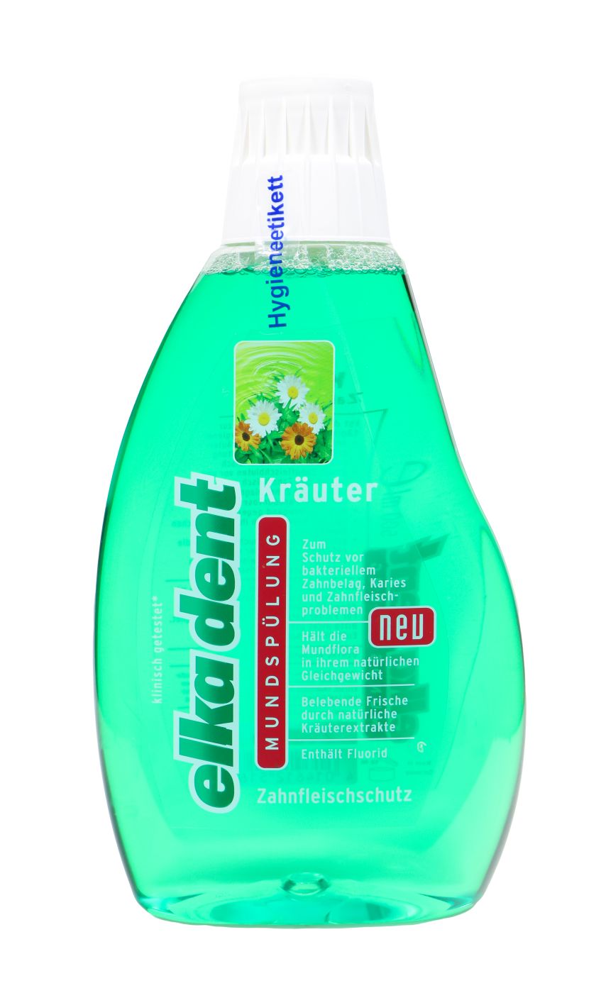 Elkadent Mundspülung Kräuter, 500 ml