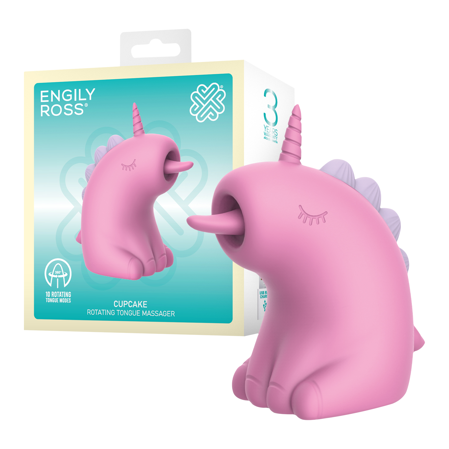 11: ER - Cupcake Unicorn - 360° rotierender Zungenmassagegerät - Pink