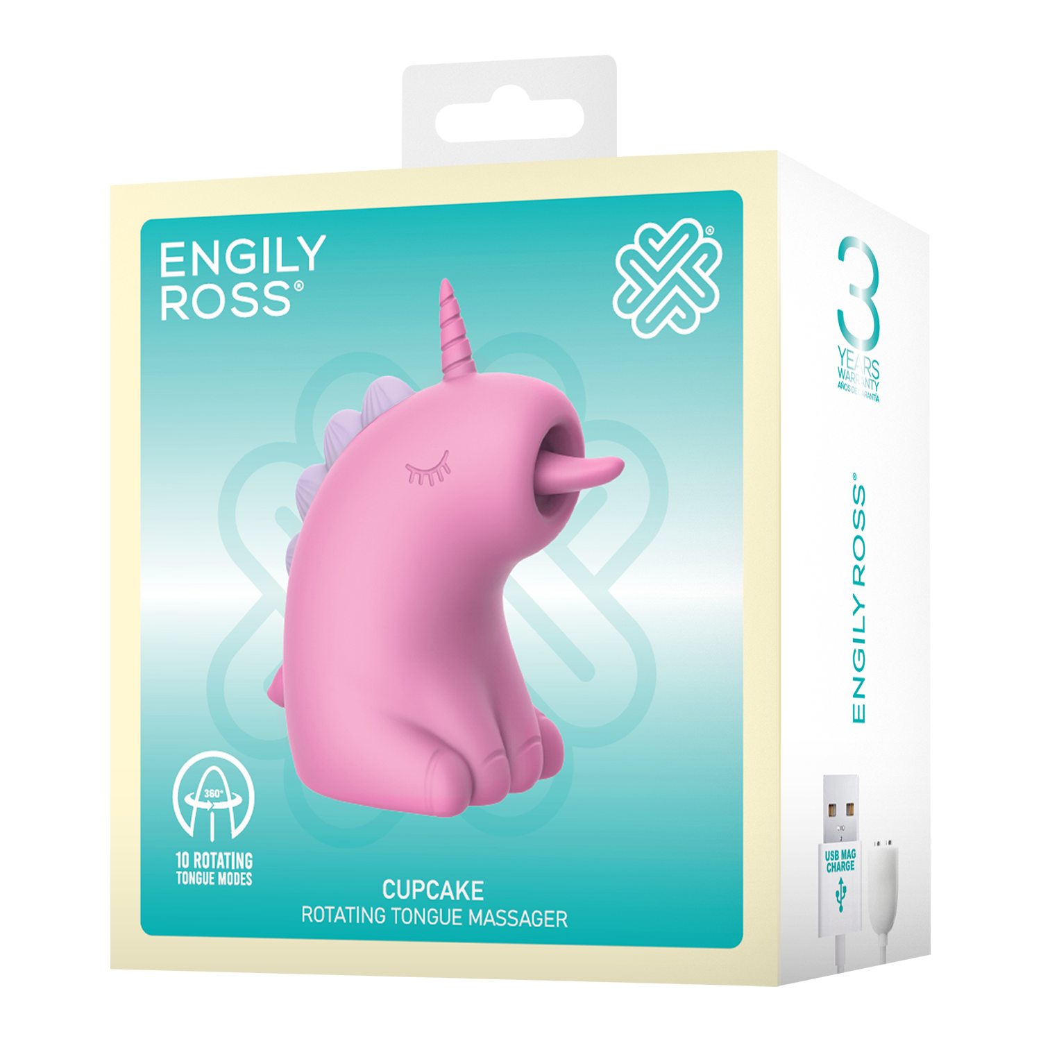 12: ER - Cupcake Unicorn - 360° rotierender Zungenmassagegerät - Pink