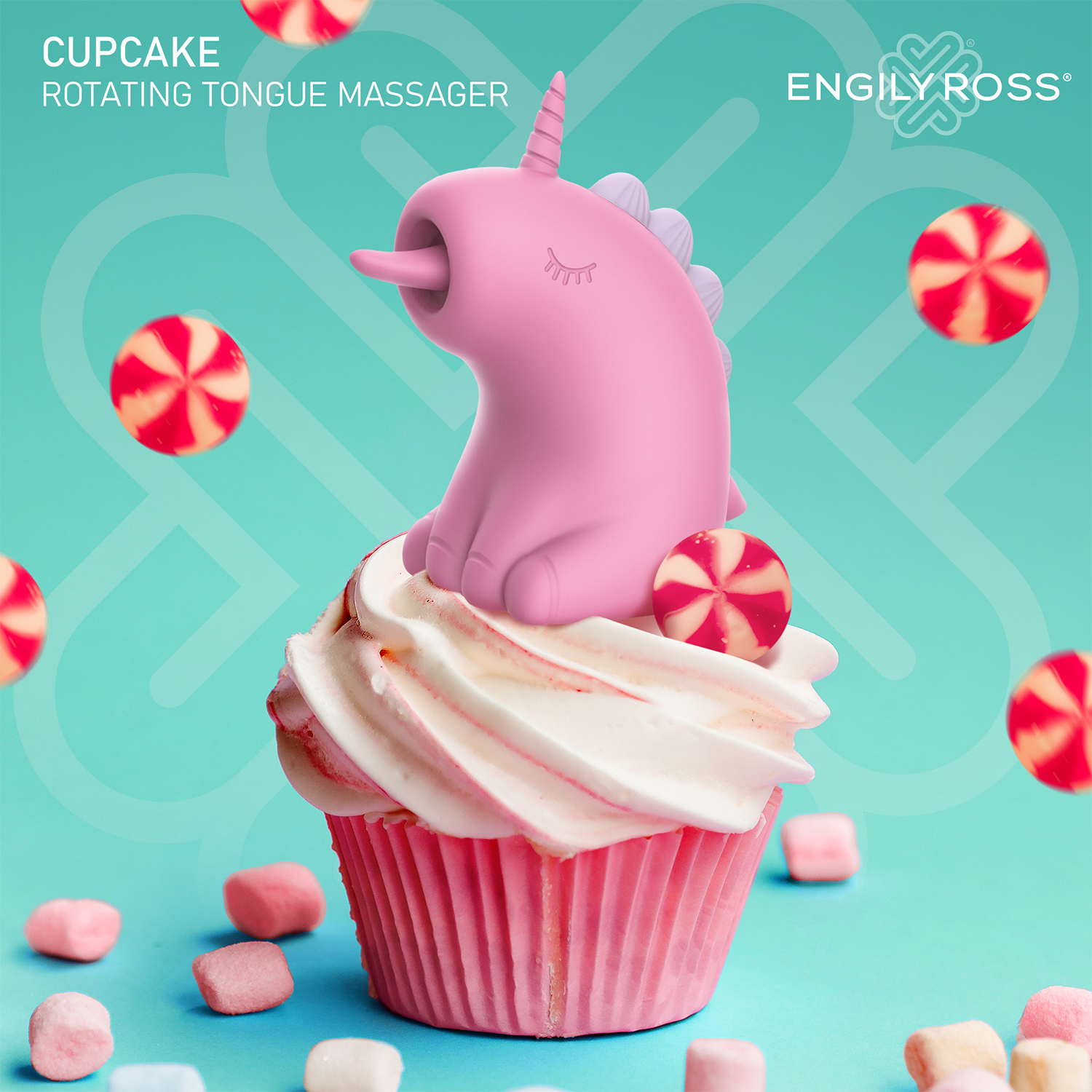 10: ER - Cupcake Unicorn - 360° rotierender Zungenmassagegerät - Pink