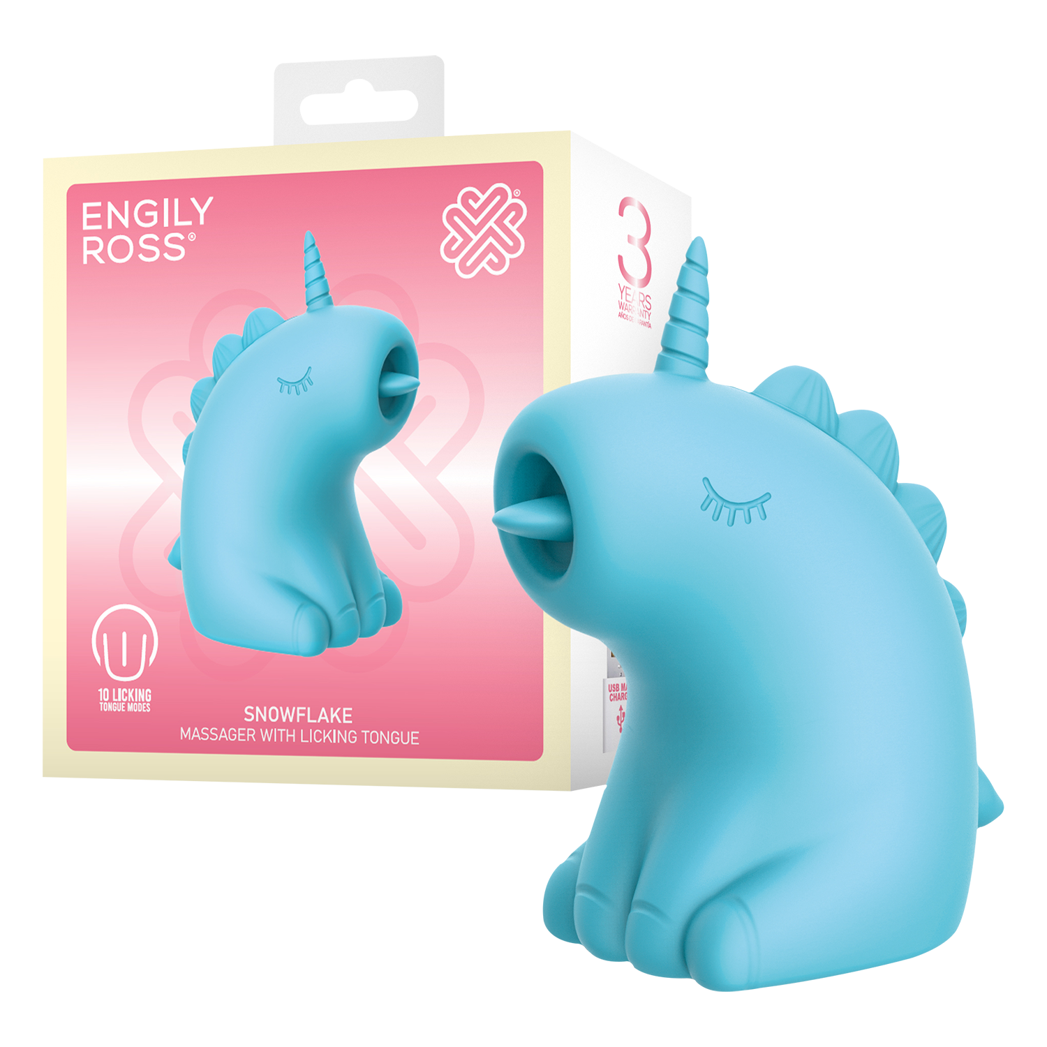 11: ER - Snowflake Unicorn - Massagegerät mit Leckzunge - Blau