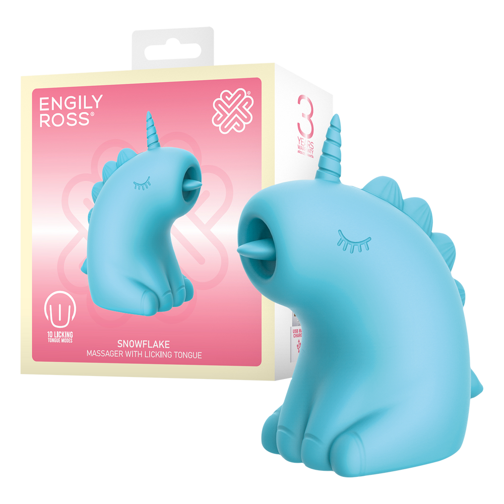 11: ER - Snowflake Unicorn - Massagegerät mit Leckzunge - Blau