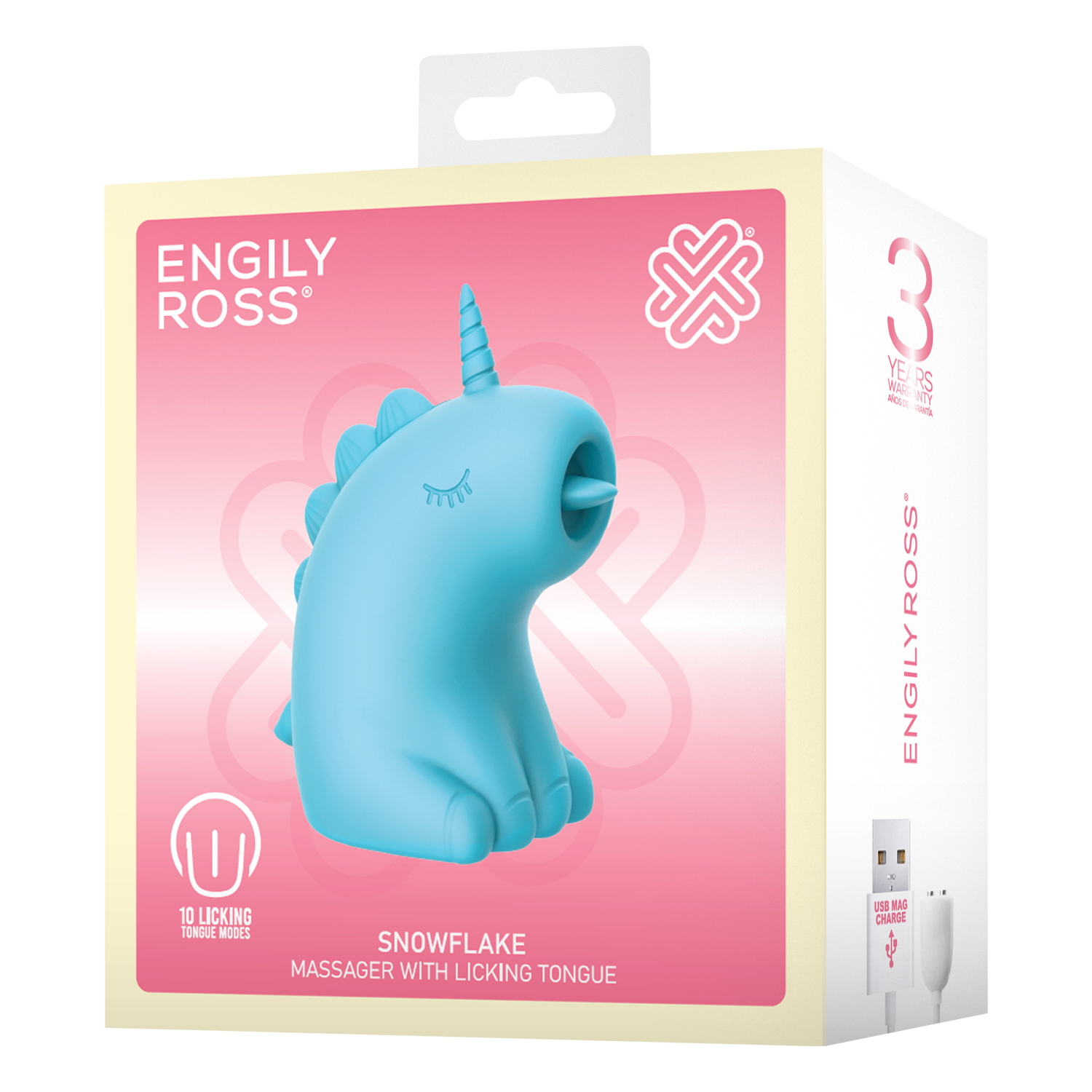 12: ER - Snowflake Unicorn - Massagegerät mit Leckzunge - Blau