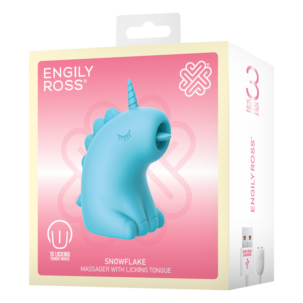 12: ER - Snowflake Unicorn - Massagegerät mit Leckzunge - Blau
