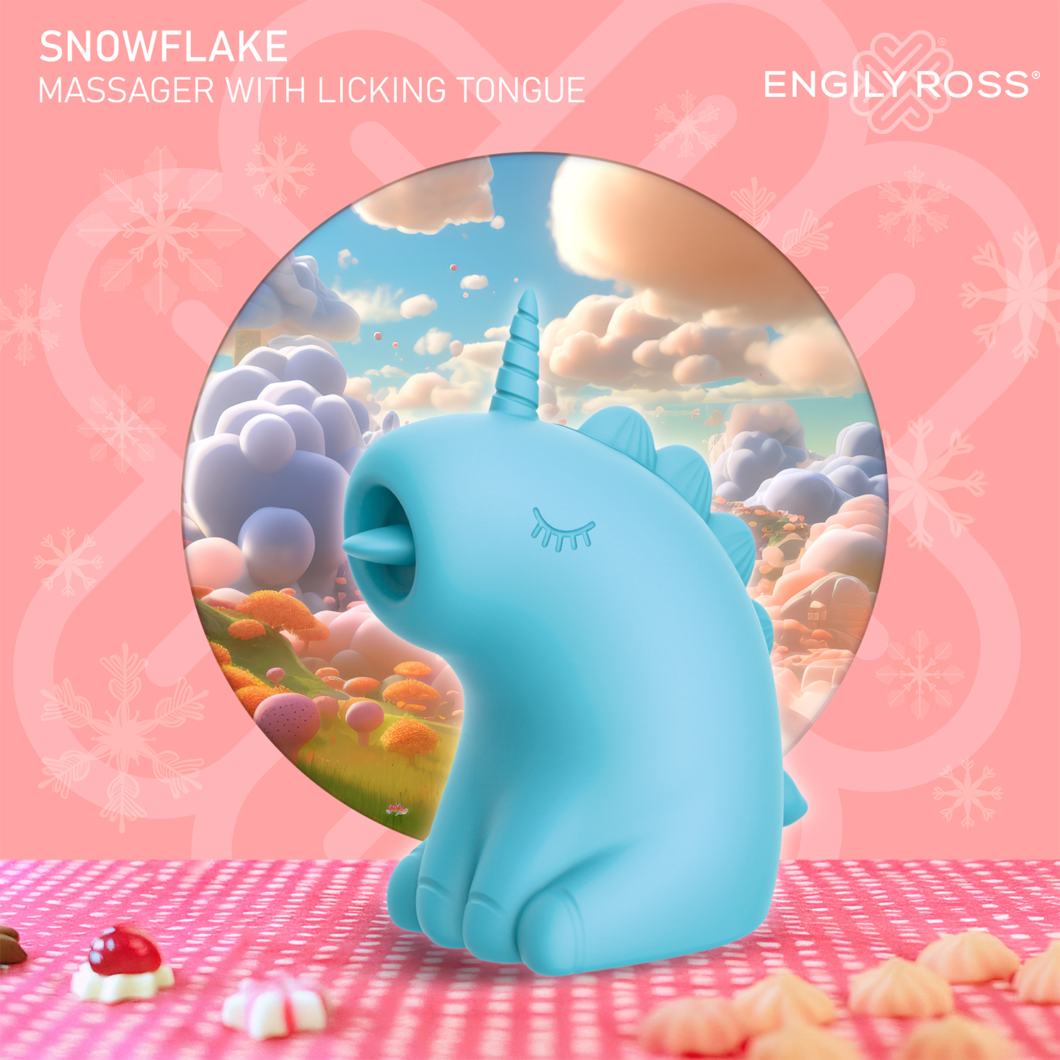 10: ER - Snowflake Unicorn - Massagegerät mit Leckzunge - Blau