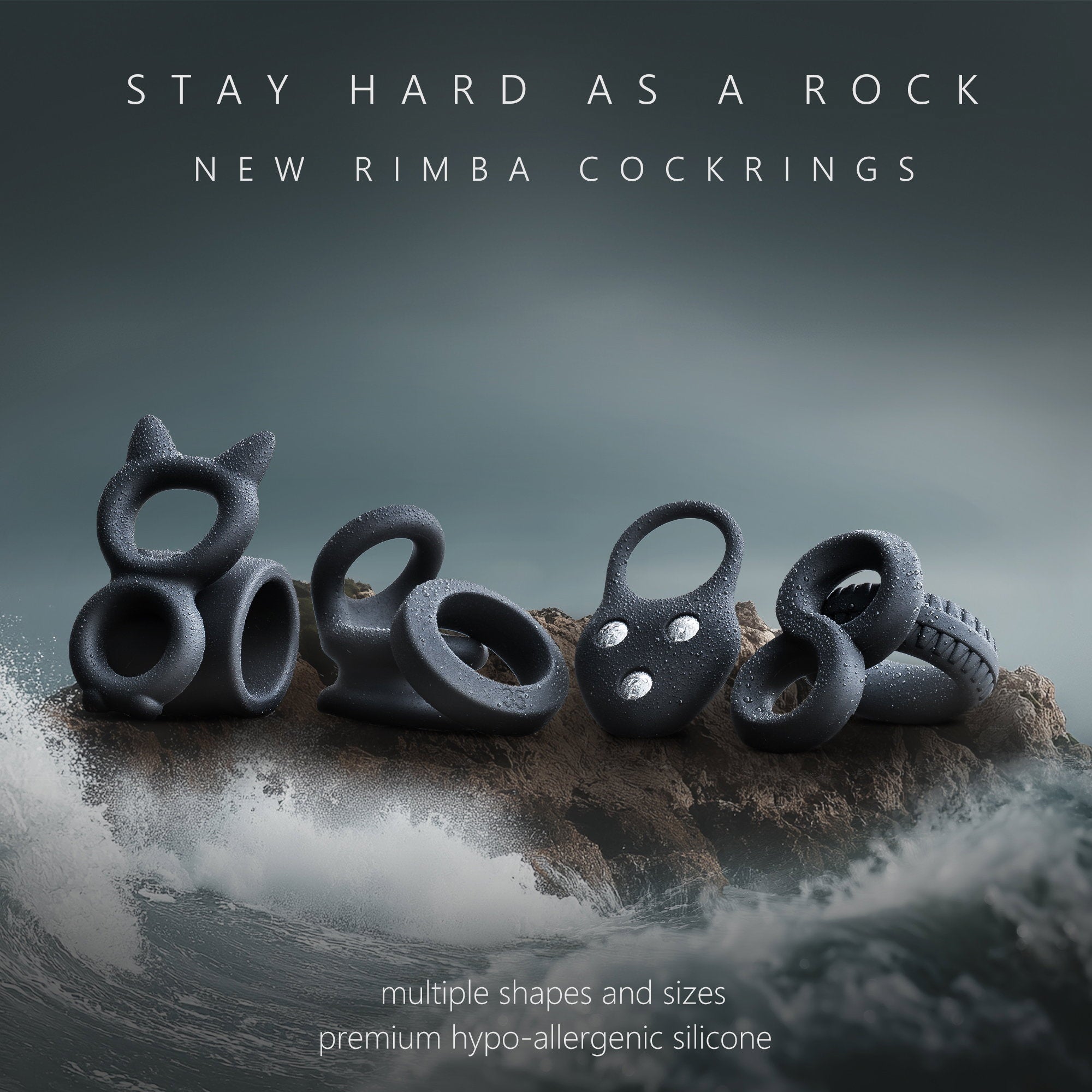 Rimba Bondage Play – Silikon-Penisring in 8er-Form – Schwarz