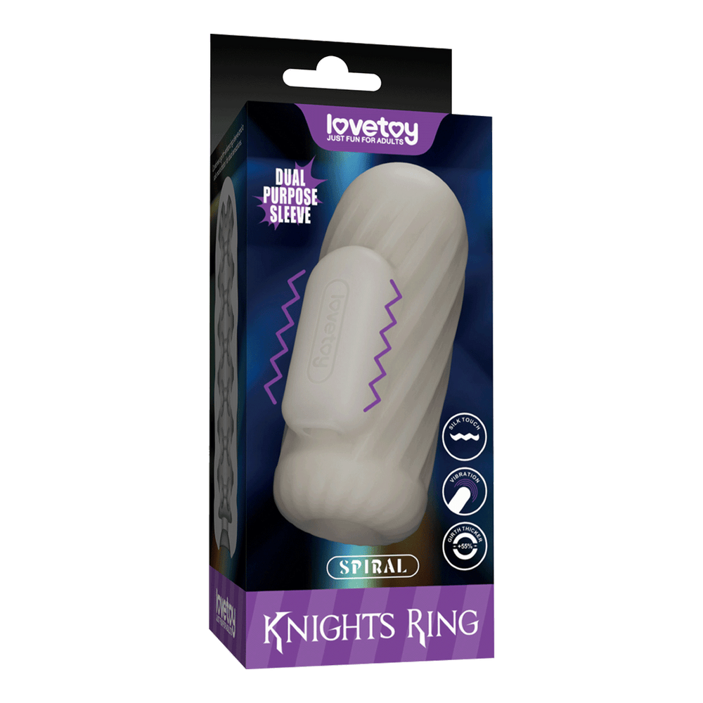 2: LoveToy - Knights Ring - Vibrierendes Doppel-Penis-Sleeve - Spirale - Weiß