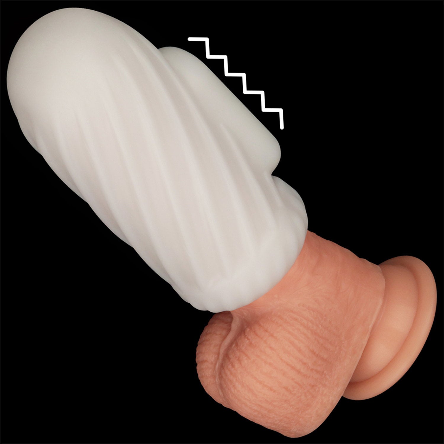 LoveToy - Knights Ring - Vibrierendes Doppel-Penis-Sleeve - Spirale - Weiß
