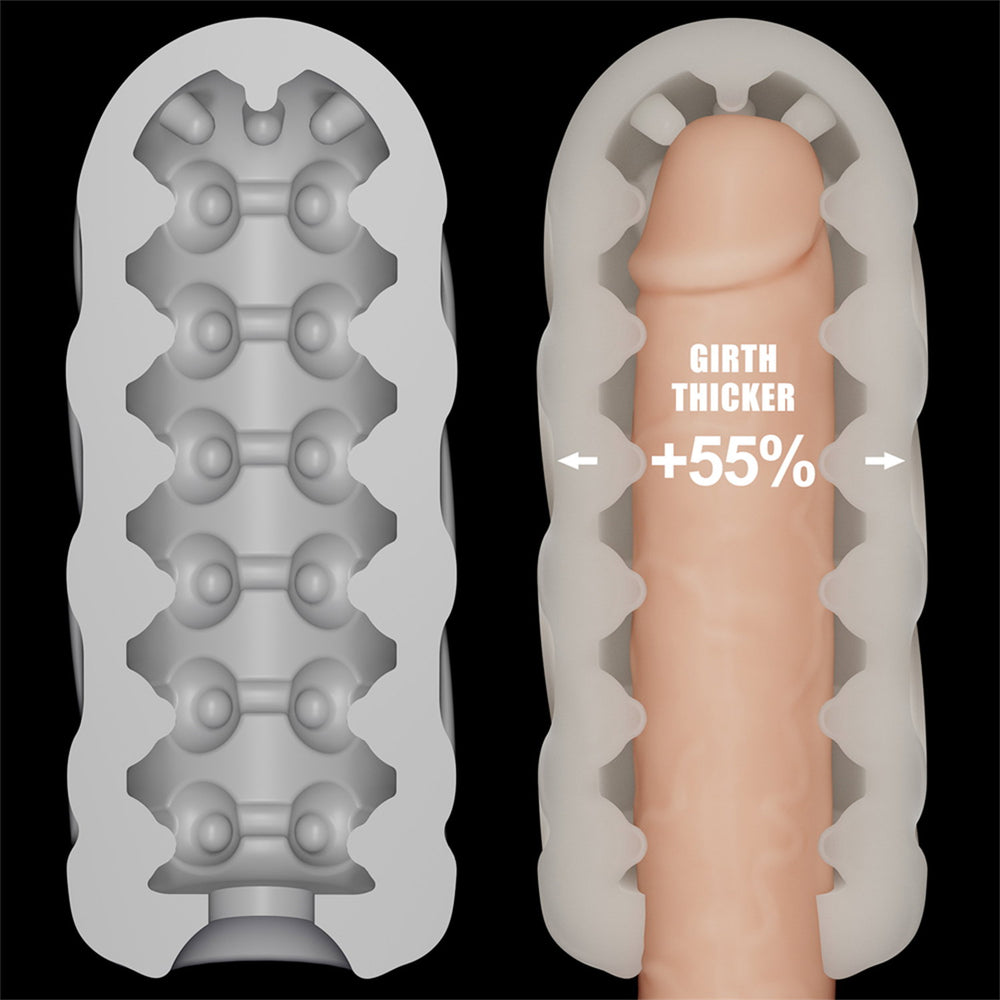 9: LoveToy - Knights Ring - Vibrierendes Doppel-Penis-Sleeve - Spirale - Weiß