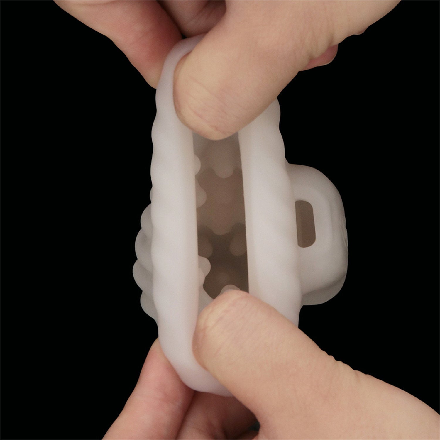 LoveToy - Knights Ring - Vibrierendes Doppel-Penis-Sleeve - Spirale - Weiß