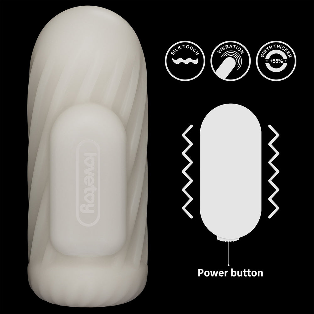 14: LoveToy - Knights Ring - Vibrierendes Doppel-Penis-Sleeve - Spirale - Weiß